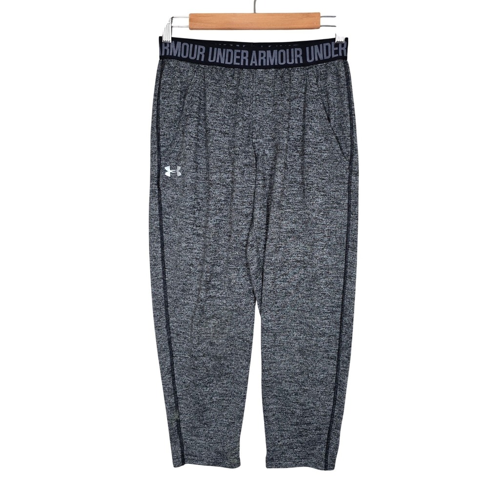 Under Armour Women's Crop Pants HeatGear Loose Fit Jogger Pockets Grey XS